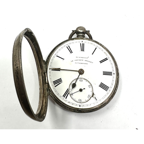 454 - Antique silver fusee pocket watch Russells  liverpool the watch is ticking not tested