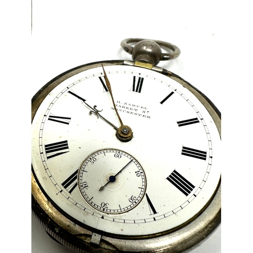 455 - Antique silver pocket watch h samuel manchester the watch is ticking not tested weight 141g