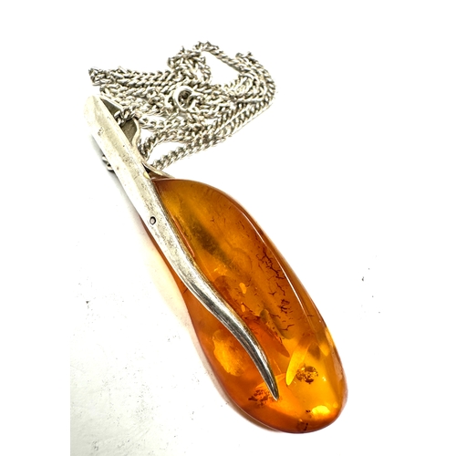 255 - silvert & Amber pendant necklace & silver & amber bracelet weight 40g