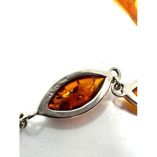 255 - silvert & Amber pendant necklace & silver & amber bracelet weight 40g