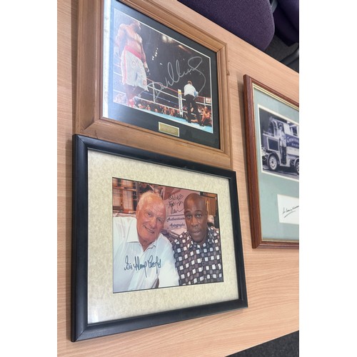 127 - Three pictures with original signatures one being Boxer Henry Cooper