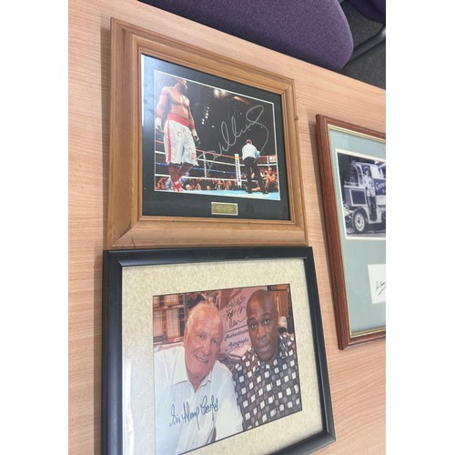 127 - Three pictures with original signatures one being Boxer Henry Cooper