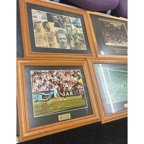 14 - Six framed signed various football images with original signatures from players