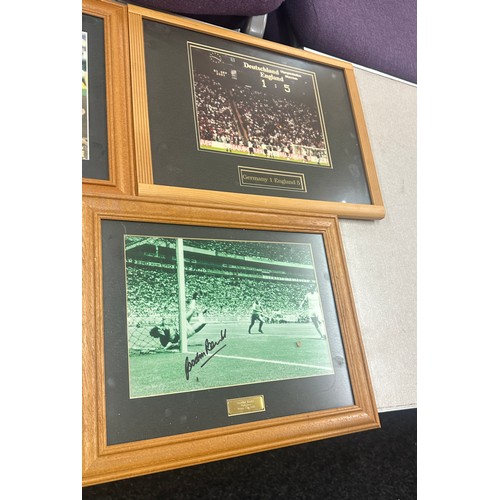 14 - Six framed signed various football images with original signatures from players