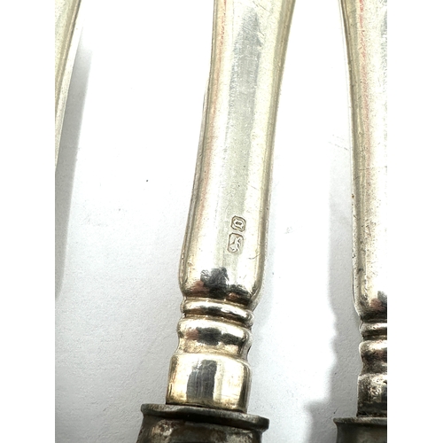 9 - 2 antique sets of 6 silver handle knives