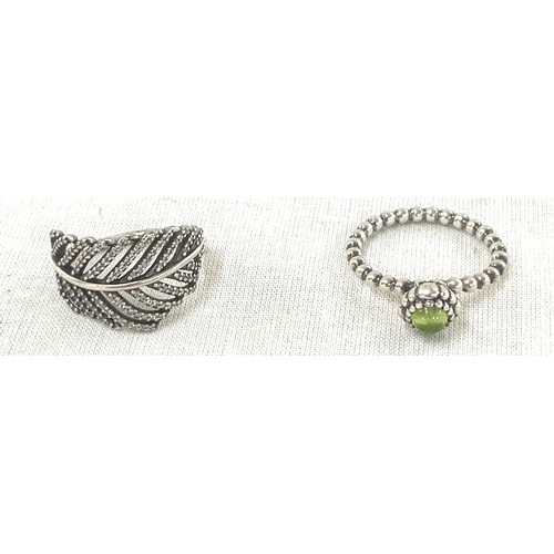 490 - Two silver pandora rings