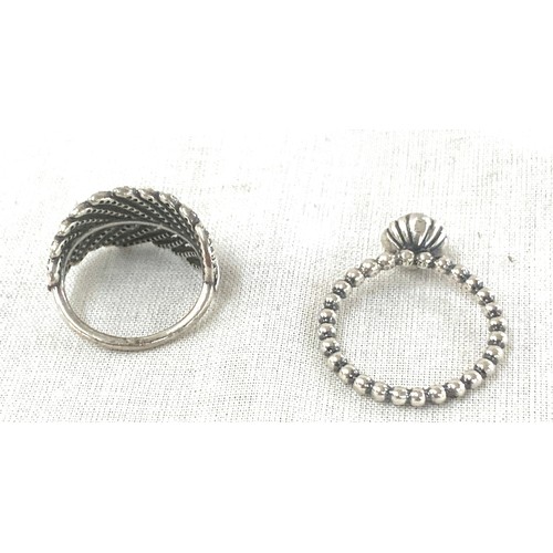 490 - Two silver pandora rings