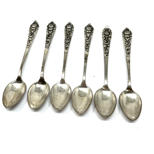 10 - set of 6 800 silver tea spoons weight 82g