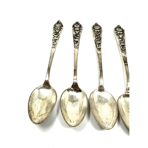 10 - set of 6 800 silver tea spoons weight 82g