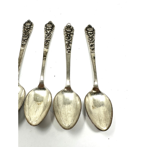 10 - set of 6 800 silver tea spoons weight 82g