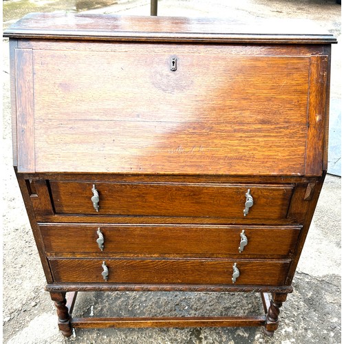 416 - Oak 3 drawer bureau, approximate measurements: Height 43 inches, Width 35 inches, Depth 16 inches