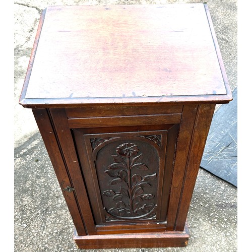 434 - Mahogany one door, carved pot cupboard, measures approximately Height 29 inches, Width 16 inches, De... 