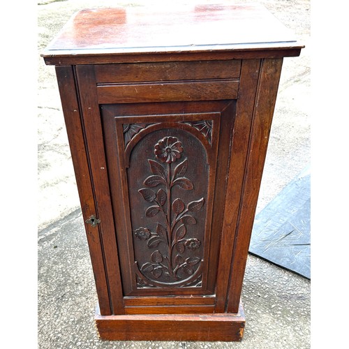 434 - Mahogany one door, carved pot cupboard, measures approximately Height 29 inches, Width 16 inches, De... 