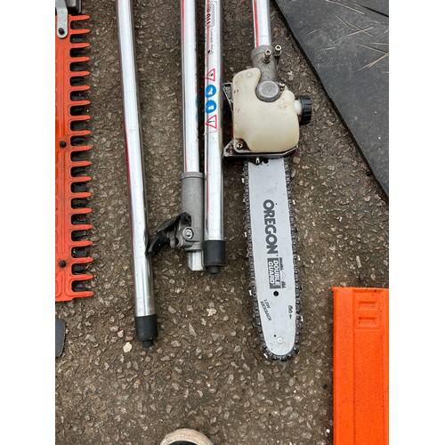 398 - 2 Stroke 30cc petrol extendable / adjustable hedge trimmer and branch  lopper with attachments