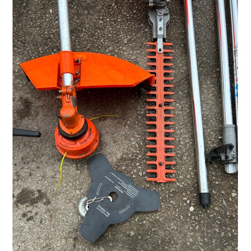 398 - 2 Stroke 30cc petrol extendable / adjustable hedge trimmer and branch  lopper with attachments