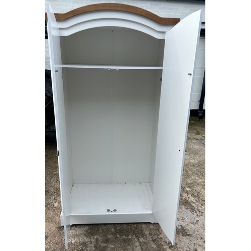 442 - Corona 2 tone white, 2 door wardrobe, overall height 76 inches, Width 39 inches, Depth 22 inches