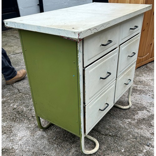 415 - Metal industrial style 6 drawer chest, By Deane Brothers Nottingham, approximate Height 33.5 inches,... 