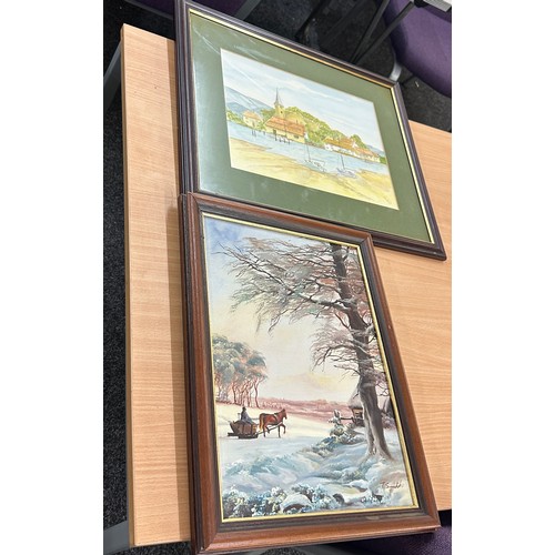 62 - 2 framed pictures largest measures 22 inches wide 18 inches long