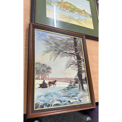 62 - 2 framed pictures largest measures 22 inches wide 18 inches long