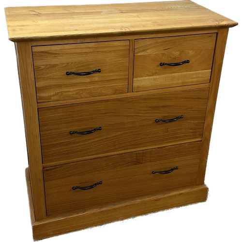 402 - Two over two oak chest measures approx 38 inches tall by 36 wide and 17 deep