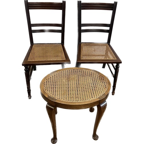 404 - pair of bergere bedroom chairs and a bergere stool