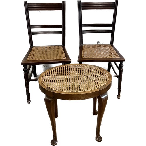 404 - pair of bergere bedroom chairs and a bergere stool