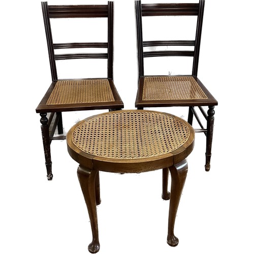 404 - pair of bergere bedroom chairs and a bergere stool