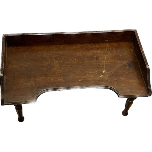 431 - Antique mahogany bed tray with folding legs