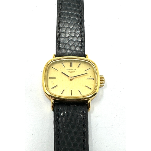 437 - Longines Ladies WristWatch manual wind gold tone Stainless-Steel Back Working Condition longines lea... 