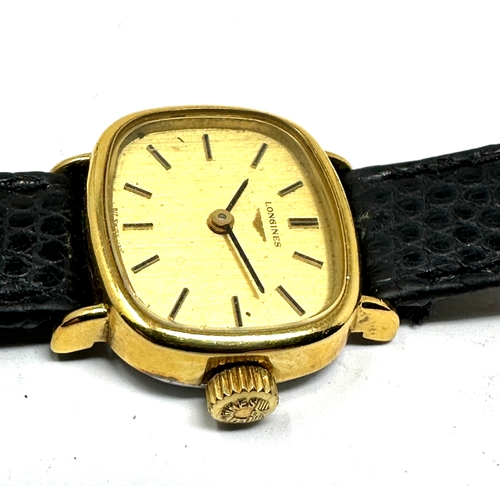 437 - Longines Ladies WristWatch manual wind gold tone Stainless-Steel Back Working Condition longines lea... 