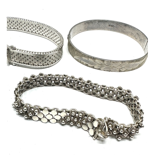 258 - 3 vintage silver bracelets / bangle  weight 70g