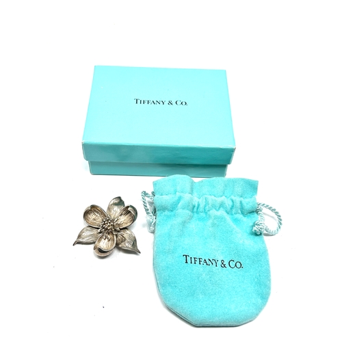 262 - Boxed Tiffany & co silver flower brooch complete with box and pouch