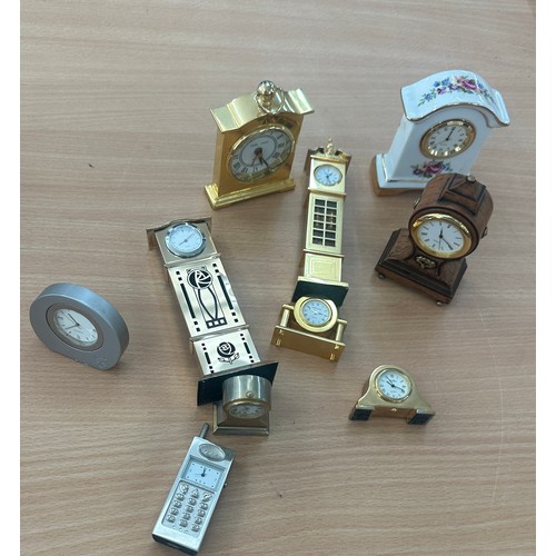 72 - Seelction of assorted miniature novelty clocks