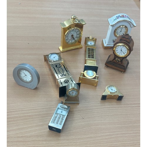 72 - Seelction of assorted miniature novelty clocks