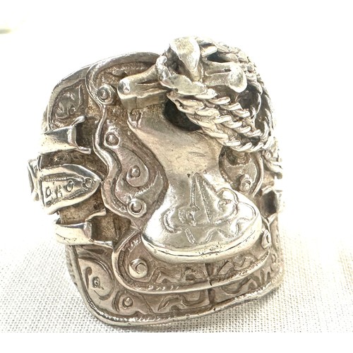 496 - Silver gents saddle ring, ring size X, approximate weight 26.5g