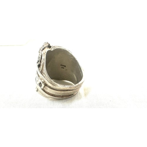 496 - Silver gents saddle ring, ring size X, approximate weight 26.5g