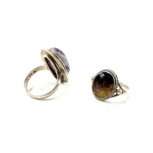 501 - 2 Silver rings with blue John stones, both sizes N, total weight 11.3g