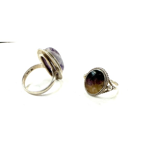 501 - 2 Silver rings with blue John stones, both sizes N, total weight 11.3g