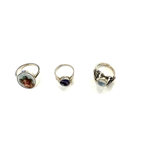 498 - 3 Silver rings, Size's P,O and J, total weight 9.8g