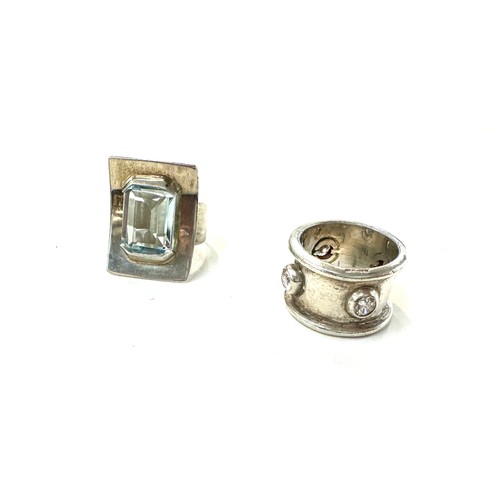 507 - 4 Silver rings, 3 stone set, Sizes L, N, M, total overall weight 29.9g