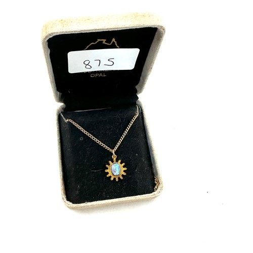 497 - Unmarked gold metal Australian opal pendant and chain