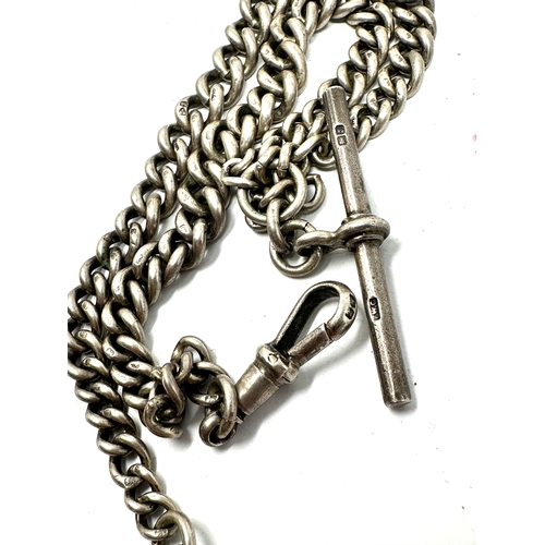 13 - Antique silver double albert watch chain and fob weight 54g