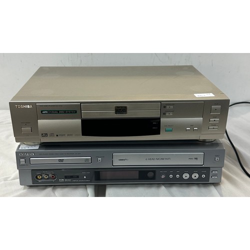 139 - aiwa cassette recorder hv-dh1, toshiba dvd video player sd-3109b, untested