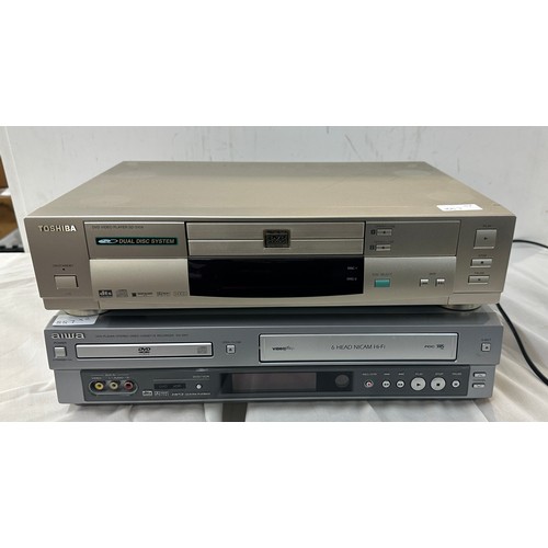 139 - aiwa cassette recorder hv-dh1, toshiba dvd video player sd-3109b, untested