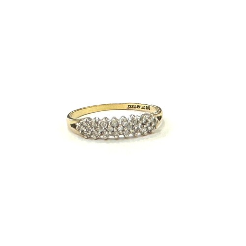 487 - 9ct gold diamond set ring total weight 1.3 grams ring size