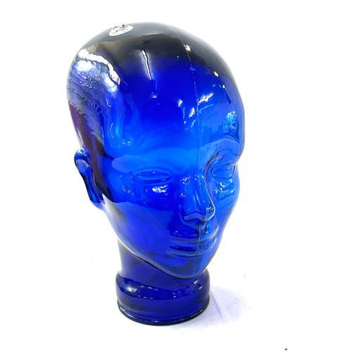 6 - Novelty blue glass head vase 10 inches tall