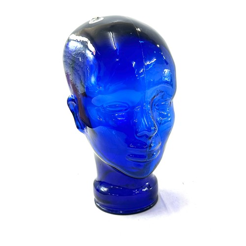 6 - Novelty blue glass head vase 10 inches tall