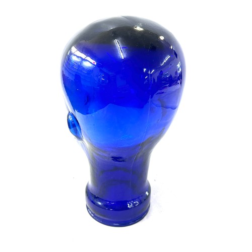 6 - Novelty blue glass head vase 10 inches tall