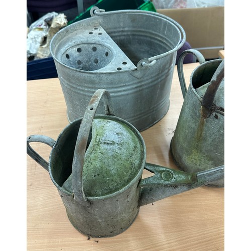 100D - Selection of galvanised items includes buckets, bath etc