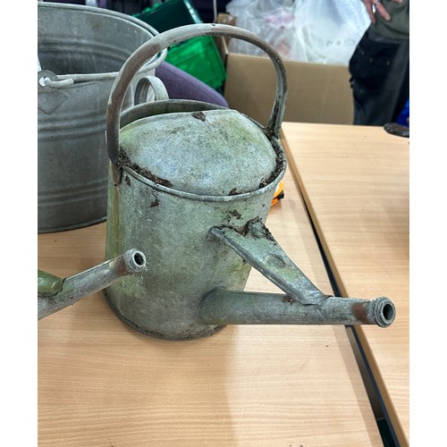 100D - Selection of galvanised items includes buckets, bath etc